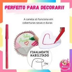 Caneta Alimentícia Bolo Pasta Americana Doces + Kit Recarga
