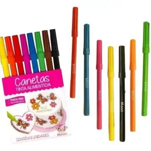 Caneta Comestível Confeitaria Mago Recarregável - 8 Cores