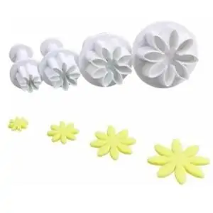 Cortador Ejetor Flor Margarida 4 Pçs Pasta Americana Biscuit