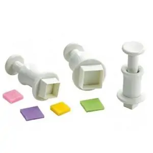 Ejetor Marcador De Quadrado Para Confeitaria Pasta 3 Peças