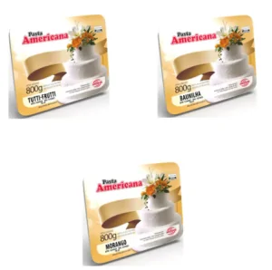 Kit Arcolor: Pasta Americana Tutti Frutti 800g + Baunilha 800g + Morango 800g