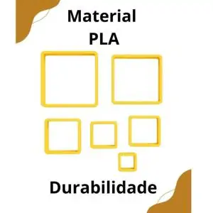 Kit Cortador Molde Pasta Americana, Biscoito Quadrado Liso 6 Peças Confeitaria
