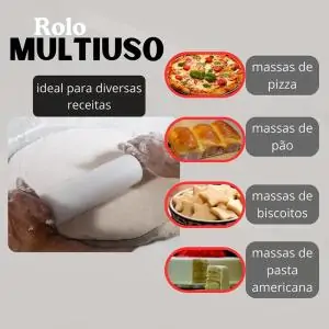 Rolo Pau Macarrão 40 Cm Pesado Giratório Maciço Profissional